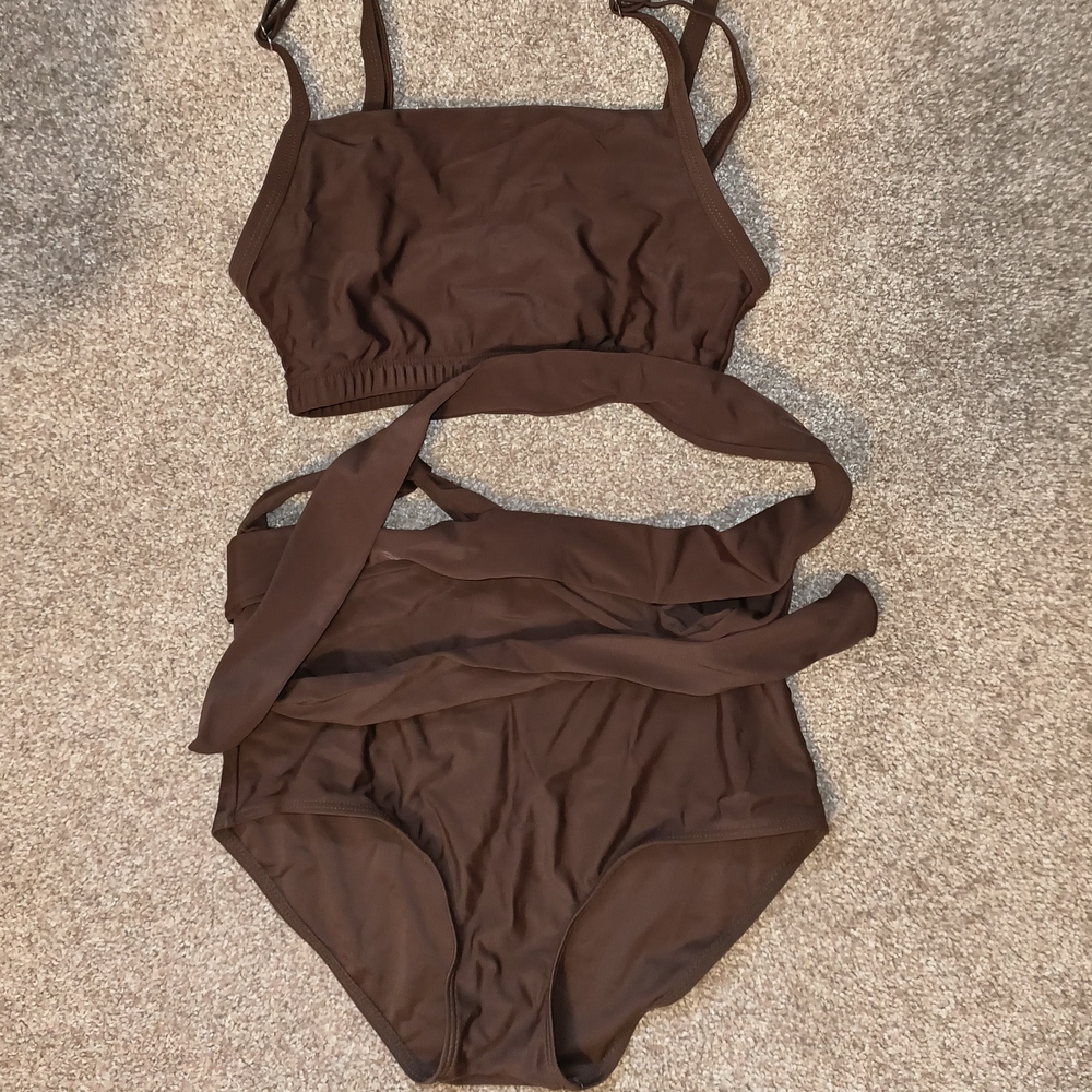 Brown Two-Piece Swimsuit